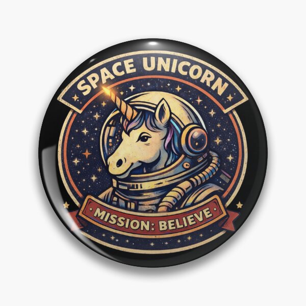 Item preview, Retro NASA Space Unicorn Missoin Patch - Cosmic Badge designed and sold by Envision Designs.