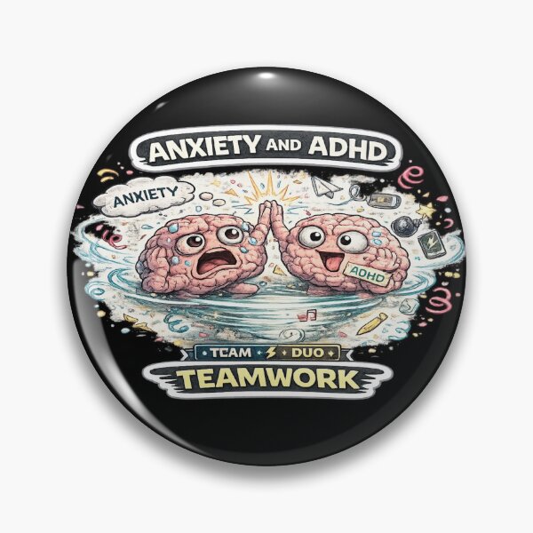 Item preview, Anxiety and ADHD Teamwork Dark Neurodivergent Meme Quote designed and sold by FeralMindStudio.