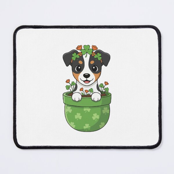 Item preview, Cute Toy Fox Terrier St. Patrick's Day Puppy in Shamrock Pot designed and sold by The Real Life Symphony.