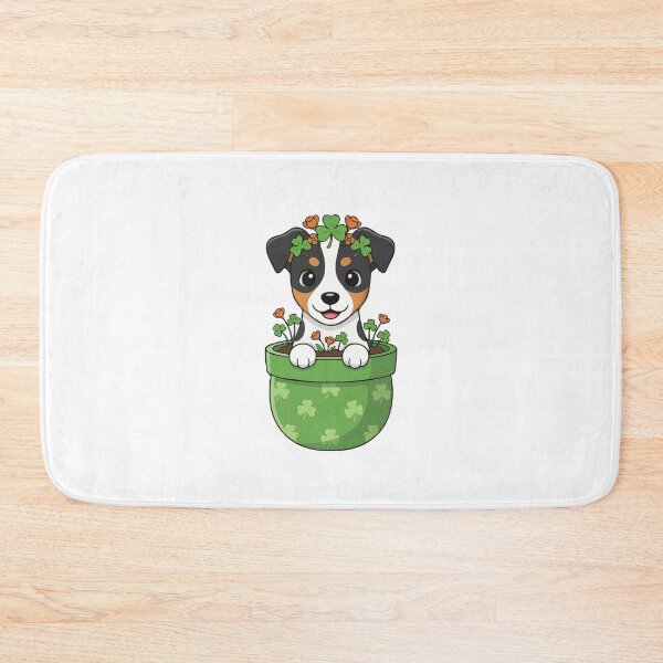 Item preview, Cute Toy Fox Terrier St. Patrick's Day Puppy in Shamrock Pot designed and sold by The Real Life Symphony.