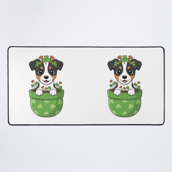 Item preview, Cute Toy Fox Terrier St. Patrick's Day Puppy in Shamrock Pot designed and sold by The Real Life Symphony.