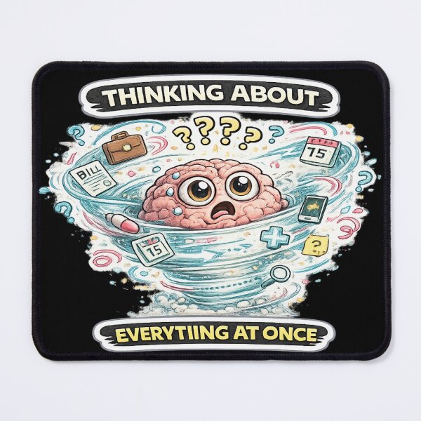 Item preview, Thinking About Everything at Once Dark Overthinking Meme Sticker designed and sold by FeralMindStudio.