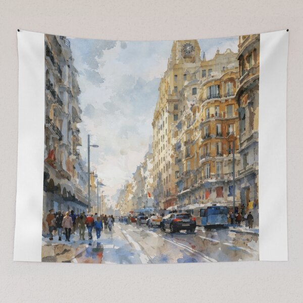 Item preview, Madrid Gran Via Watercolor Scene designed and sold by caracatita75.