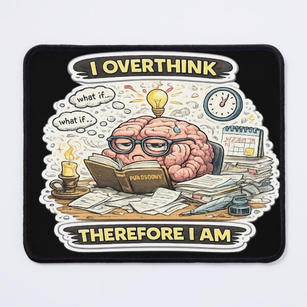 Item preview, I Overthink Therefore I Am Dark Funny Overthinking Meme Quote designed and sold by FeralMindStudio.