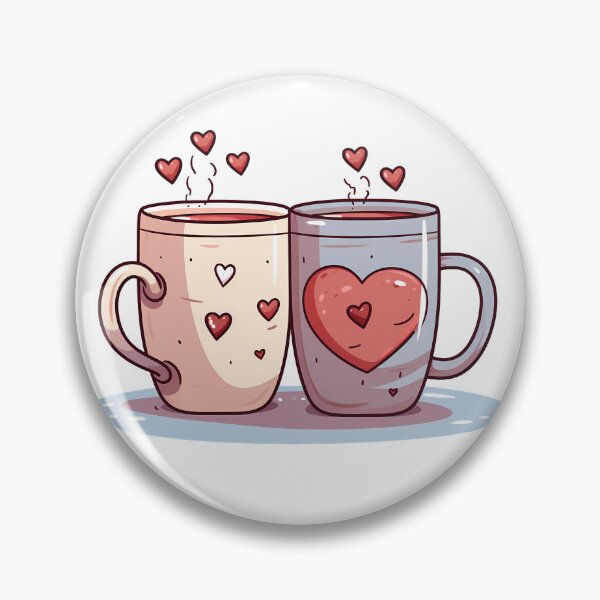 Item preview, Cozy Heart Mugs Saint Valentine's Day - Cute Kawaii Couple Cocoa Art Print designed and sold by DesignArtist.ia.