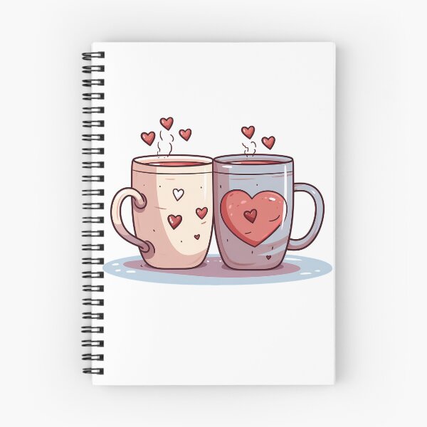 Item preview, Cozy Heart Mugs Saint Valentine's Day - Cute Kawaii Couple Cocoa Art Print designed and sold by DesignArtist.ia.