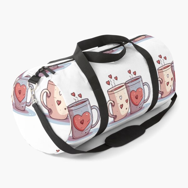 Item preview, Cozy Heart Mugs Saint Valentine's Day - Cute Kawaii Couple Cocoa Art Print designed and sold by DesignArtist.ia.