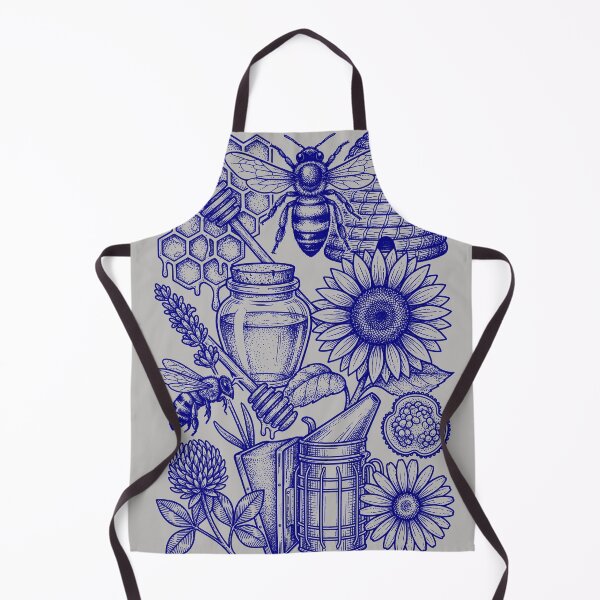 Item preview, Navy Blue Botanical Bee - Vintage Blueprint Style designed and sold by DigitalGlade.
