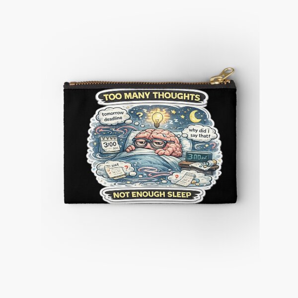 Item preview, Too Many Thoughts Not Enough Sleep Dark Anxiety Meme Sticker designed and sold by FeralMindStudio.