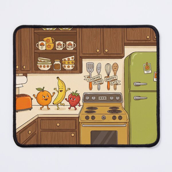 Item preview, Elegant Retro Kitchen with Dancing Fruit Friends designed and sold by BrickByDream.