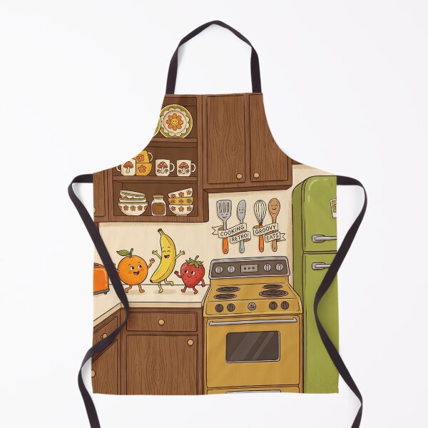 Item preview, Elegant Retro Kitchen with Dancing Fruit Friends designed and sold by BrickByDream.