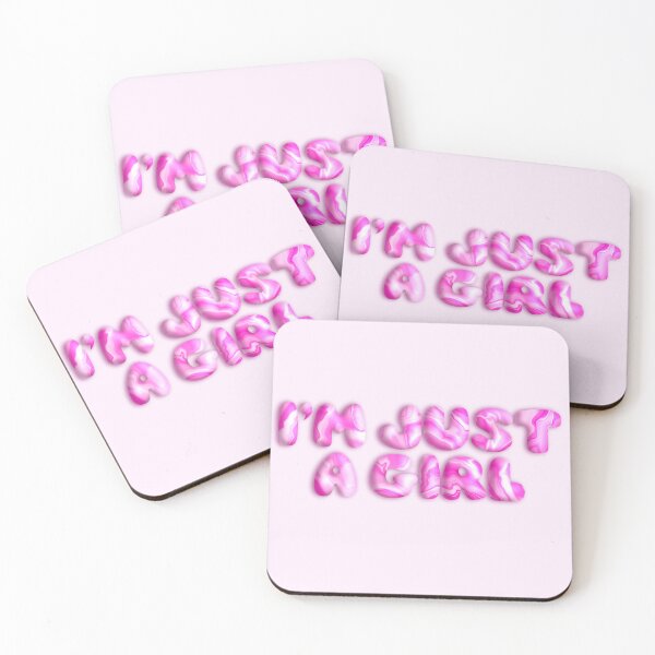 Item preview, I’m just a girl pink text design sticker  designed and sold by ButterflyKissCollab.