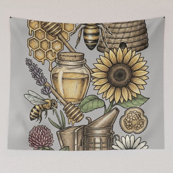Item preview, Apiary in Color - Hand-Tinted Honey Bee & Floral Chart designed and sold by DigitalGlade.