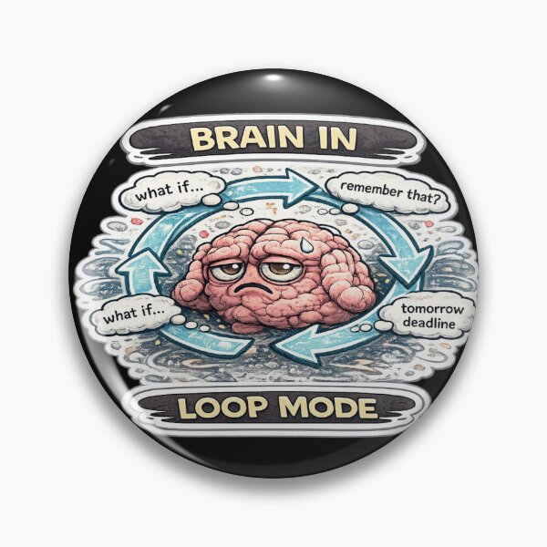 Item preview, Brain in Loop Mode Dark Overthinking Anxiety Meme Sticker designed and sold by FeralMindStudio.