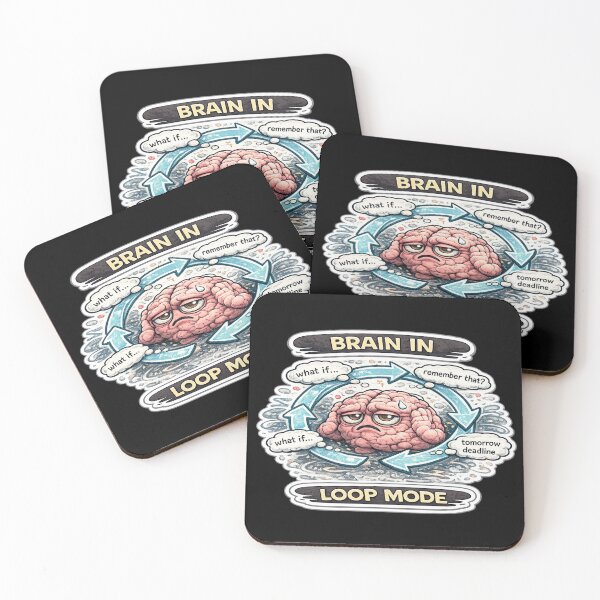 Item preview, Brain in Loop Mode Dark Overthinking Anxiety Meme Sticker designed and sold by FeralMindStudio.