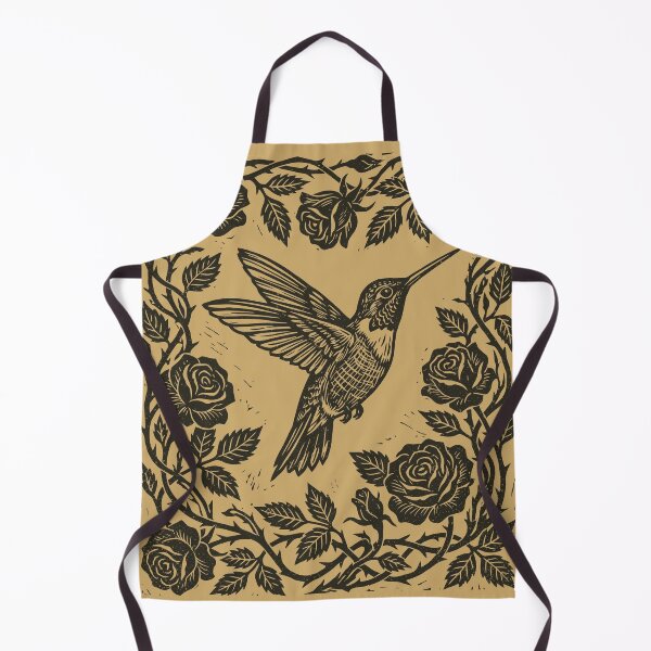 Item preview, Hummingbird Roses Lino Folklore Floral Bird designed and sold by Y-Vibes.