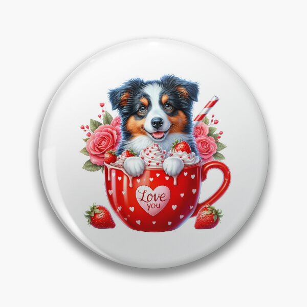 Item preview, Aesthetic Valentine Puppy Cup - Cute Dog Love Heart Mug Art designed and sold by FuzionRaptor.