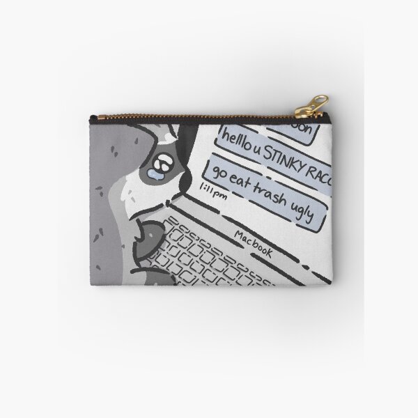 Item preview, raccoon getting cyber bullied meme designed and sold by kaybowzie.