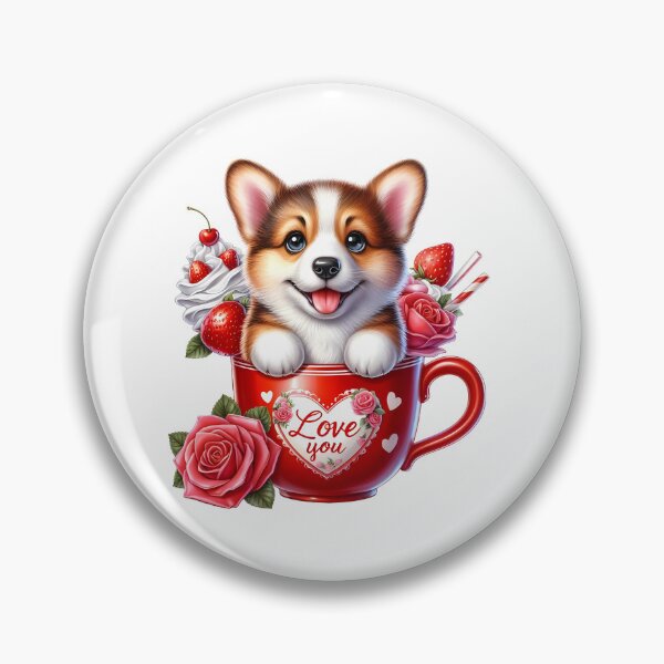 Item preview, Sweetest Valentine Puppy Mug - Cute Dog Love Cup & Red Heart Art designed and sold by FuzionRaptor.
