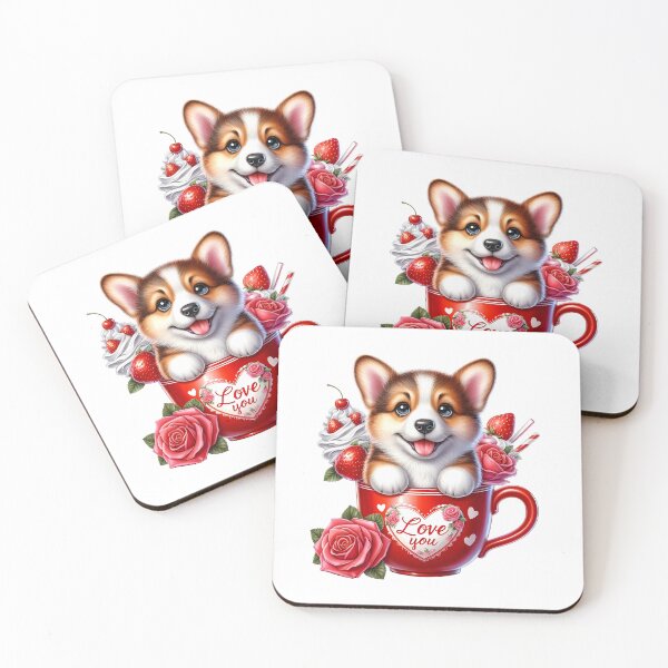 Item preview, Sweetest Valentine Puppy Mug - Cute Dog Love Cup & Red Heart Art designed and sold by FuzionRaptor.