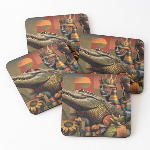 Item preview, afrofuturist crocodile art designed and sold by Blackcanvas444.