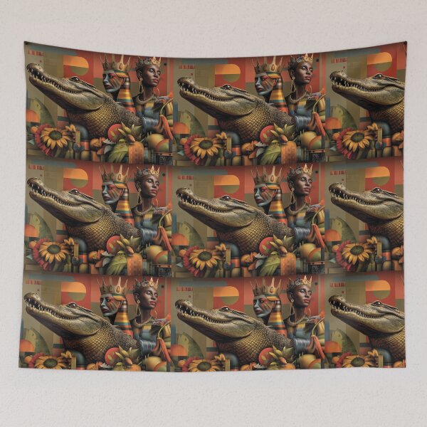 Item preview, afrofuturist crocodile art designed and sold by Blackcanvas444.