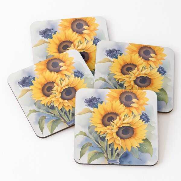 Item preview, Watercolor Sunflower Floral Bouquet Illustration Wall Art designed and sold by sana designer.