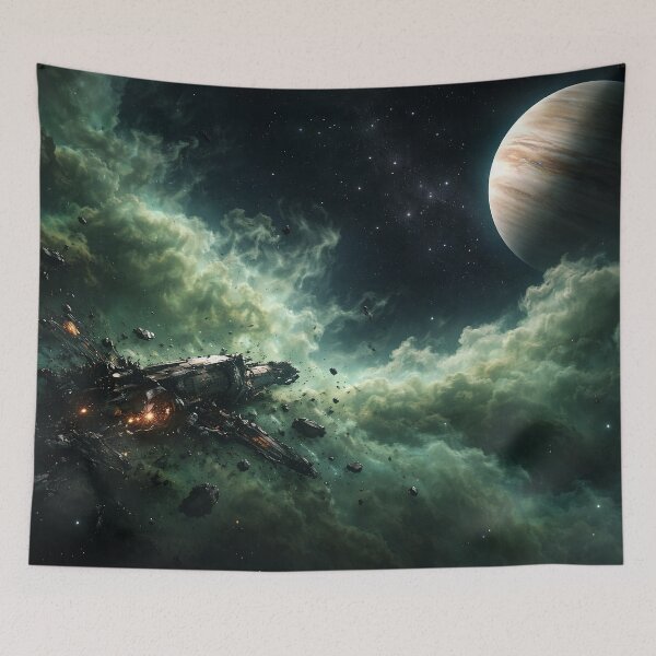 Item preview, Destroyed spaceship in the green space nebula designed and sold by CorpusErectus.