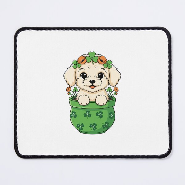 Item preview, Cute Teacup Poodle St. Patrick's Day Puppy in Shamrock Pot designed and sold by The Real Life Symphony.