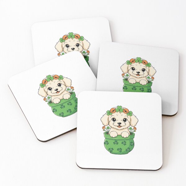 Item preview, Cute Teacup Poodle St. Patrick's Day Puppy in Shamrock Pot designed and sold by The Real Life Symphony.