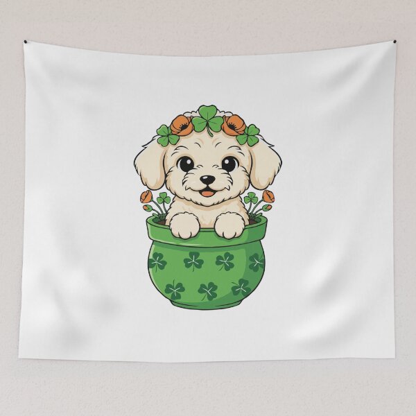 Item preview, Cute Teacup Poodle St. Patrick's Day Puppy in Shamrock Pot designed and sold by The Real Life Symphony.