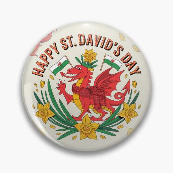 Item preview, Happy St. David's Day Welsh Red Dragon – Flags & Daffodils Celebration   designed and sold by Midnight Veil Designs.