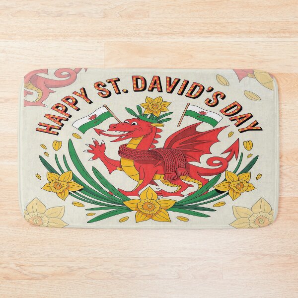 Item preview, Happy St. David's Day Welsh Red Dragon – Flags & Daffodils Celebration   designed and sold by Midnight Veil Designs.
