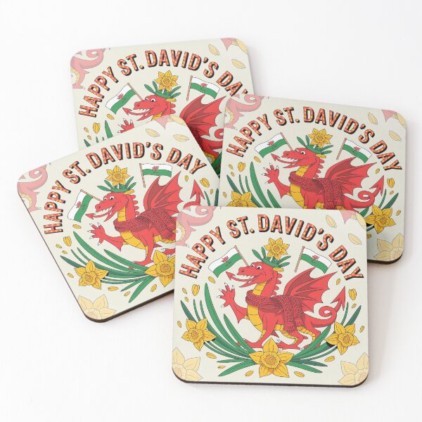Item preview, Happy St. David's Day Welsh Red Dragon – Flags & Daffodils Celebration   designed and sold by Midnight Veil Designs.