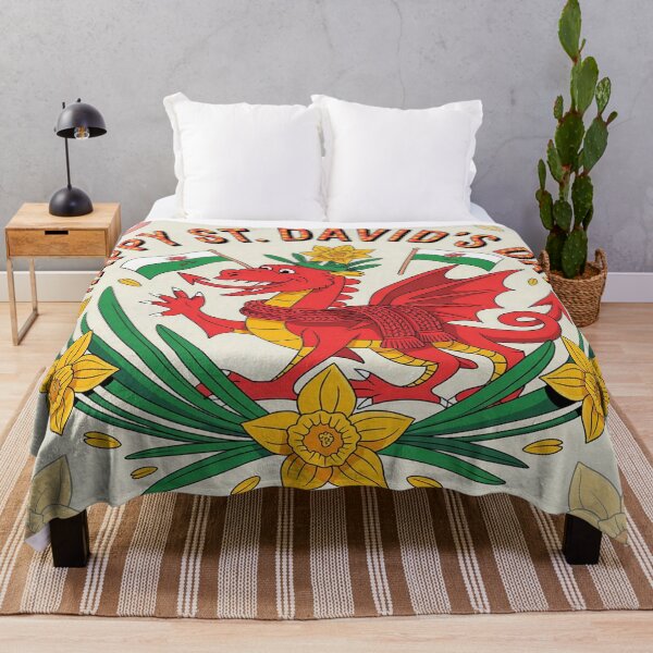 Item preview, Happy St. David's Day Welsh Red Dragon – Flags & Daffodils Celebration   designed and sold by Midnight Veil Designs.