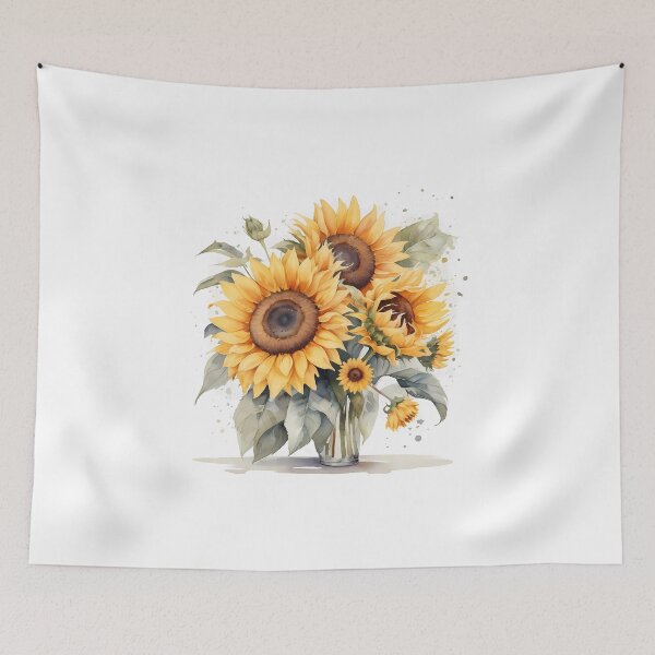 Item preview, Sunflower Bouquet in Vase Watercolor Botanical Wall Art designed and sold by sana designer.