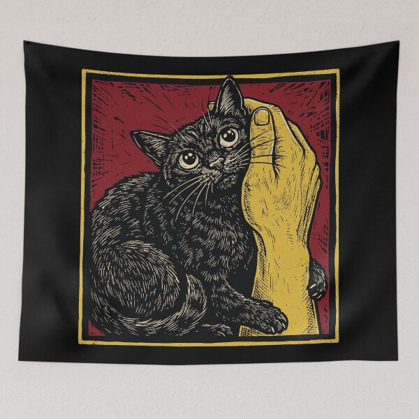 Item preview, Black Cat Cuddling Hand Vintage Feline Love     designed and sold by Y-Vibes.