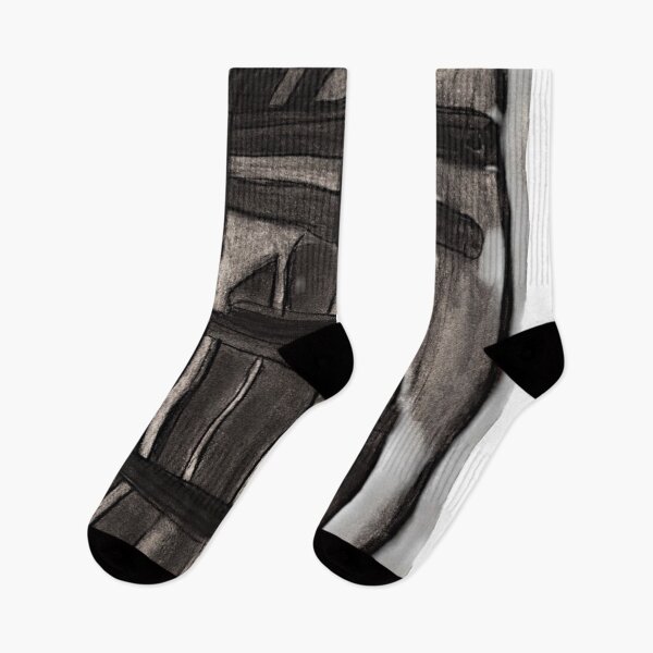 Item preview, Charcoal Sled Sketch – Winter Nostalgia in Bold Lines designed and sold by LuxuryApparels.
