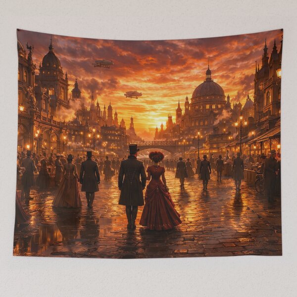 Item preview, Victorian Steampunk City at Sunset designed and sold by CorpusErectus.