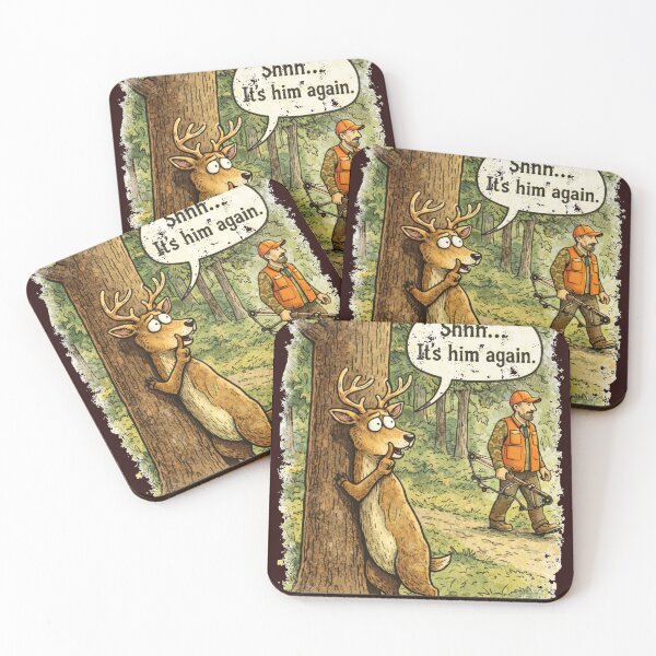 Item preview, Shhh… It’s Him Again – Funny Deer Hunting Cartoon designed and sold by purrtees.