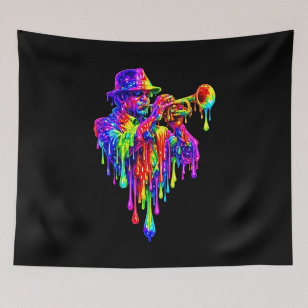 Item preview, Psychedelic Dripping Trumpet Player—Surreal Jazz Musician designed and sold by SHHCreations.