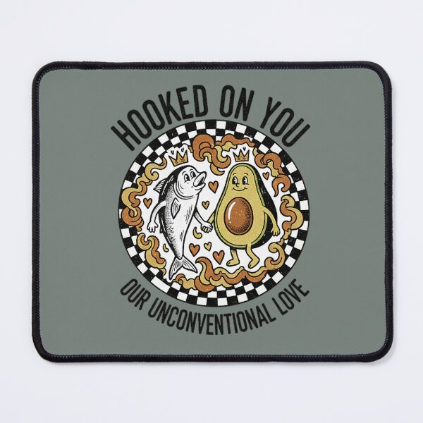 Item preview, Hooked On You Our Unconventional Love - Vintage Fish and Avocado Retro Cartoon designed and sold by MAGICVISION-LAB.