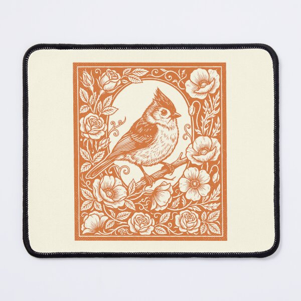 Item preview, Tufted Titmouse Folk Art Whimsical Floral Bird designed and sold by Y-Vibes.