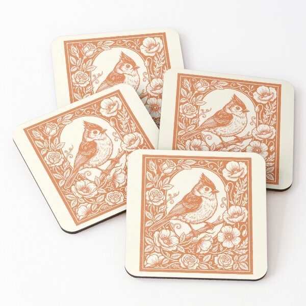 Item preview, Tufted Titmouse Folk Art Whimsical Floral Bird  designed and sold by Y-Vibes.