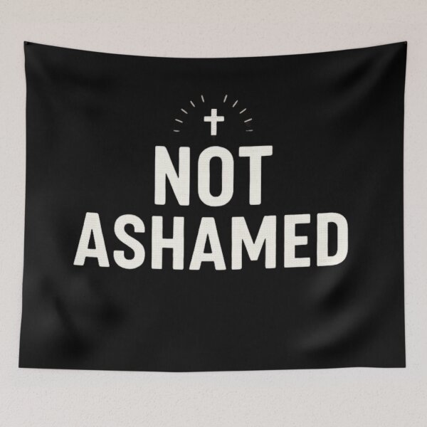 Item preview, Not Ashamed with Crucifix - Bold Faith Christian Statement in Minimalist  designed and sold by Blood Washed Apparel.