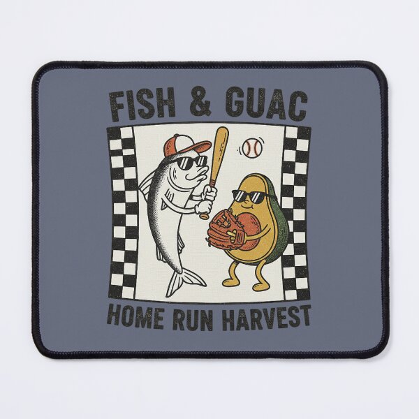 Item preview, Fish & Guac Home Run Harvest - Vintage Baseball Mascot Retro Cartoon designed and sold by MAGICVISION-LAB.