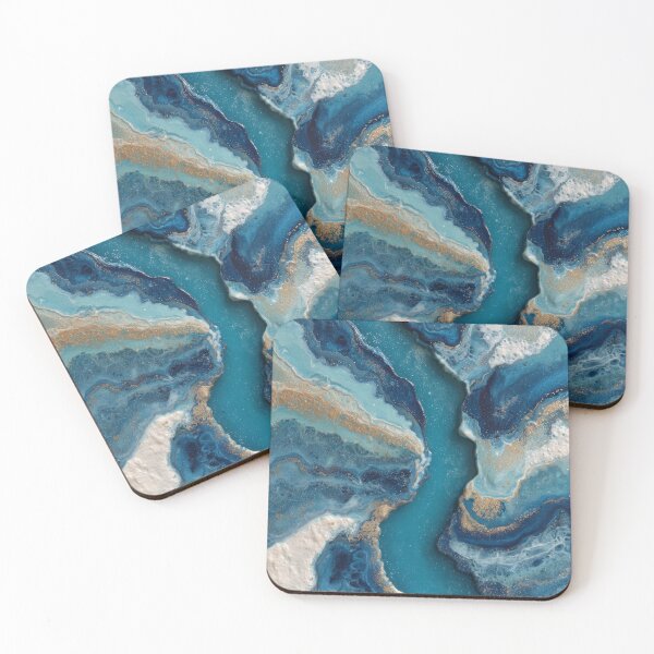 Item preview, Teal & Gold Alcohol Ink Flow – Luxe Fluid Abstract designed and sold by EK-World.