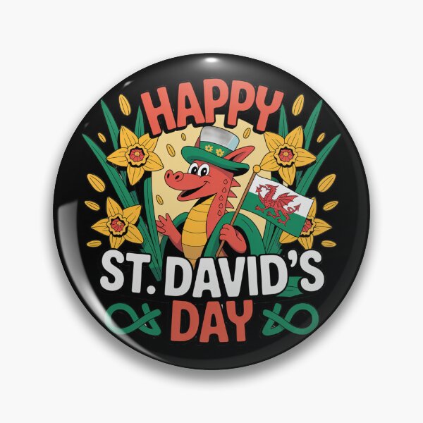 Item preview, Happy St. David's Day Cute Welsh Dragon – Daffodils & Flag Celebration   designed and sold by Midnight Veil Designs.