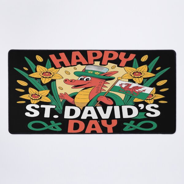 Item preview, Happy St. David's Day Cute Welsh Dragon – Daffodils & Flag Celebration   designed and sold by Midnight Veil Designs.