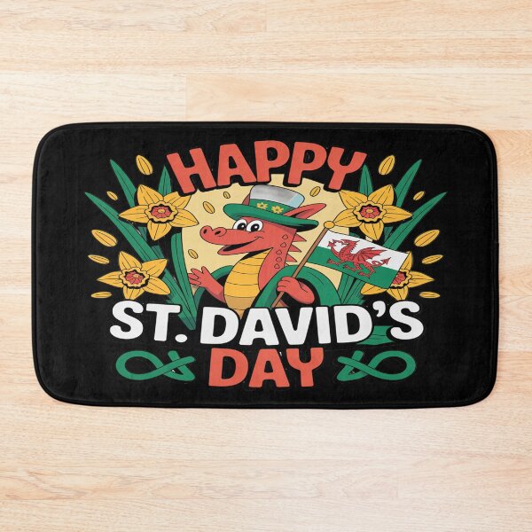 Item preview, Happy St. David's Day Cute Welsh Dragon – Daffodils & Flag Celebration   designed and sold by Midnight Veil Designs.